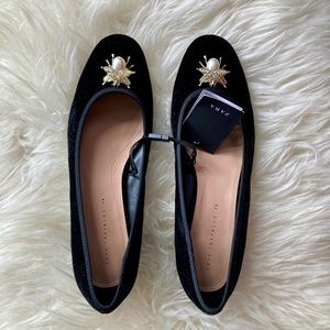 Zara Black and Gold Flats with Elegant Design NWT